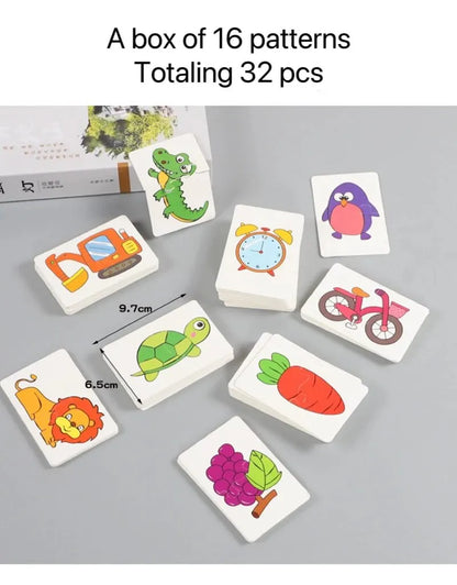 32-Pcs Enlightenment Card Matching Puzzle — Early Education Cartoon Toy for Kids