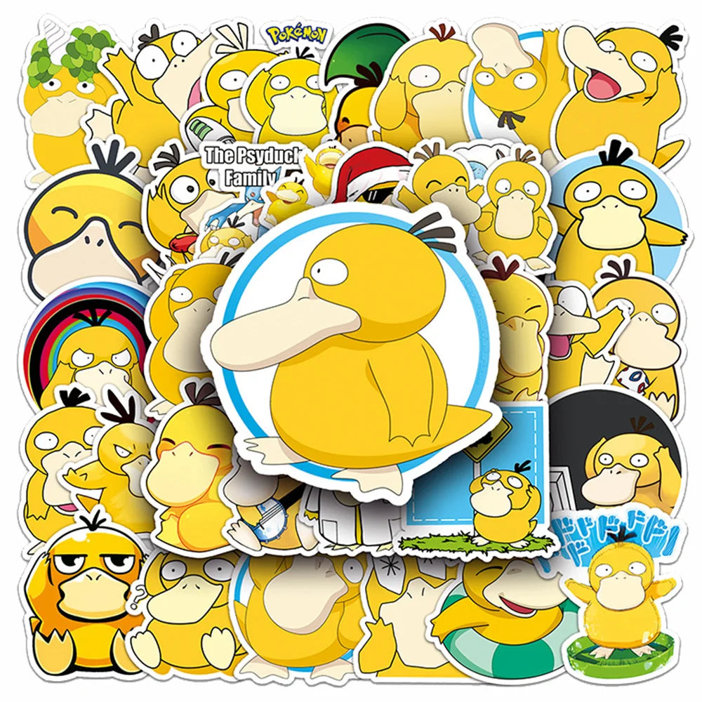 10/30/50-Piece Pokémon Psyduck Sticker Set - Cute Kawaii Anime Vinyl Decals for Phones, Water Bottles, Laptops, and DIY Crafts