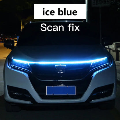 RXZ LED Car Hood Running Light - 12V Dynamic Scan DRL Decorative Ambient Lamp