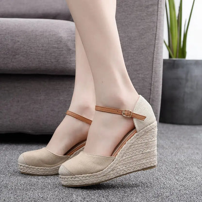 Women’s Summer Platform Sandals – High Heel Wedges with Casual Ankle Strap, Comfortable Zapatos de Mujer