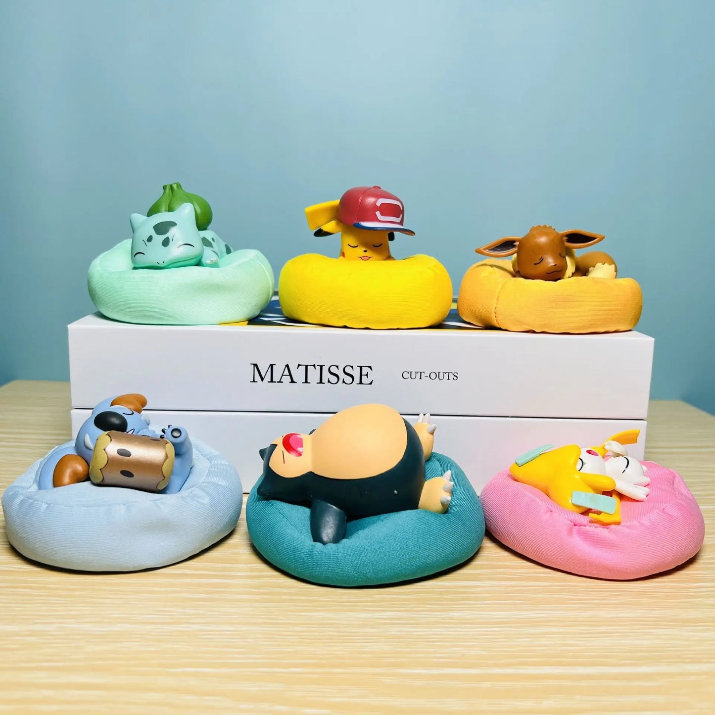 6Pcs Pokémon Sleep Pose Blind Box Figures – Pikachu Kawaii Desk & Car Ornament Anime Collectible Toy Set