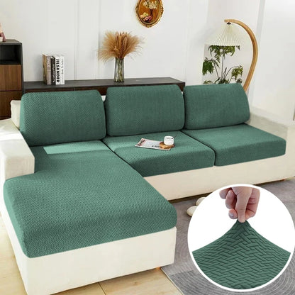Elastic Jacquard Sofa Cover – Solid Grey Washable Seat Cushion Slipcover Furniture Protector for Sectional Living Room Sofa