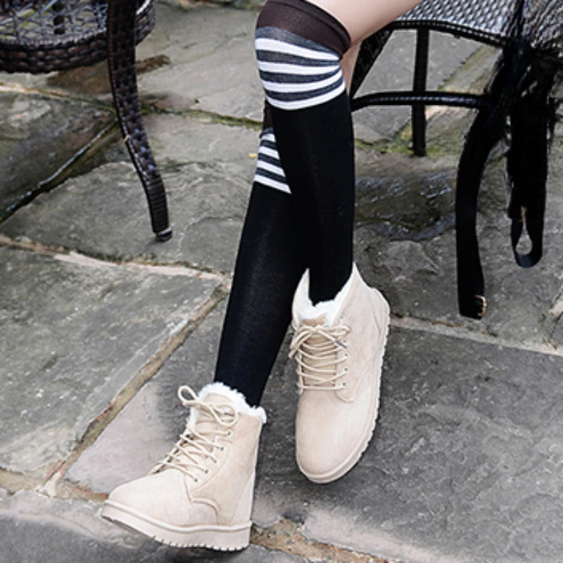 BCEBYL Women's Autumn Winter Short Boots – Casual Plus Velvet Warm Round Toe Cross-Belt Shoes