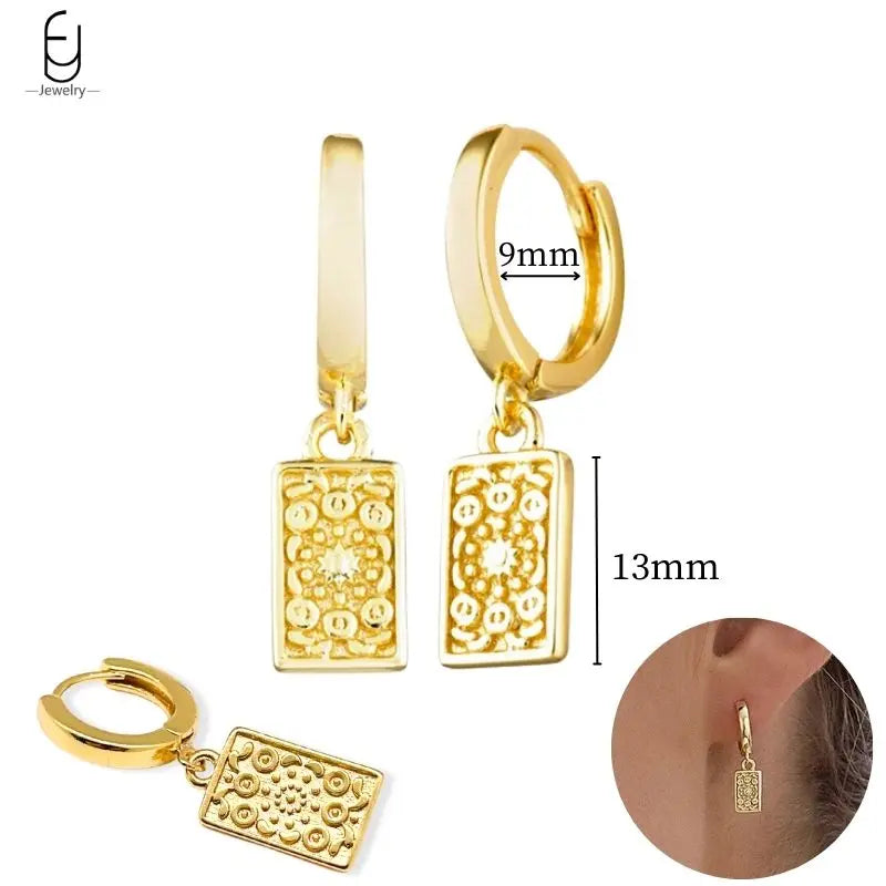 925 Sterling Silver Gold Tassel Earrings - Vintage Crystal Long Chain Hoop Jewelry for Women