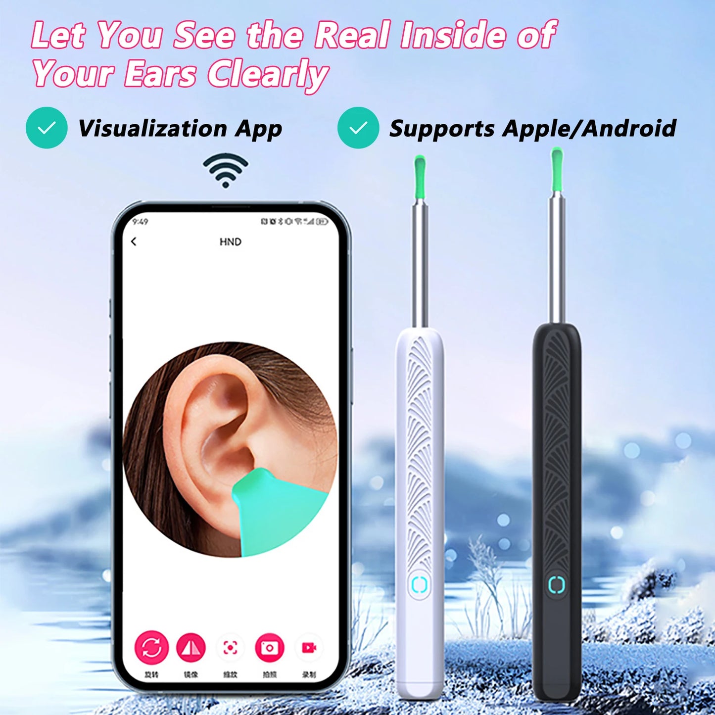 Wireless Ear Cleaner with Camera – USB-C Rechargeable Otoscope Earpick, Wax Removal Endoscope Tool with Mini Camera