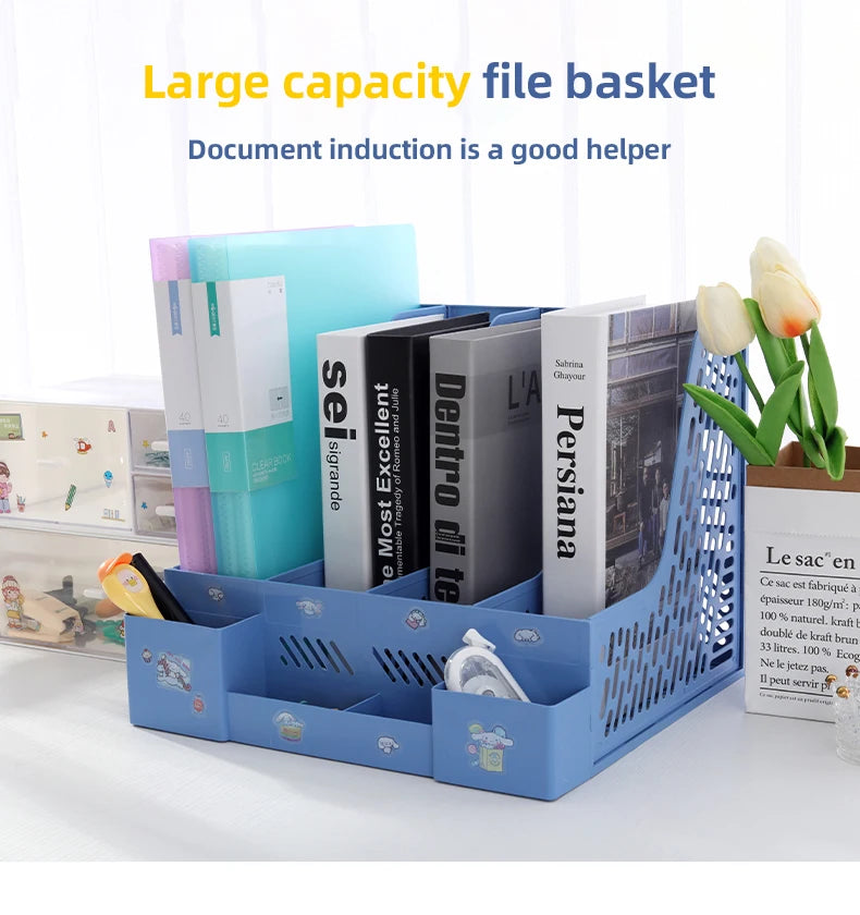 Multi-Color File Rack Folder Storage Box, Desktop File Box, Multi-Functional File Basket, Multi-Layer Shelf, Office Bookshelf Organizer