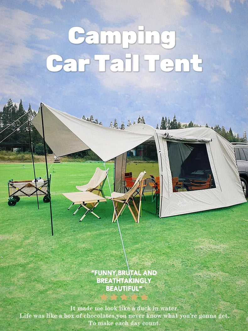 Lohascamping Car Box Docking Tent – Portable Waterproof SUV Tail Tent for 3-4 People, Large Dome Sunshade Tunnel Style Tent
