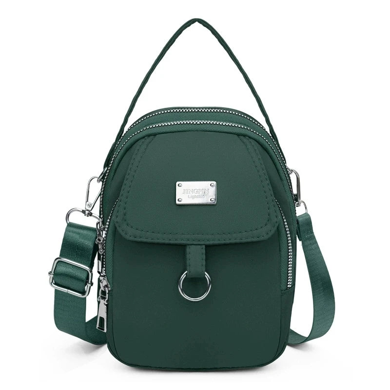Lightweight Nylon Women’s Crossbody Bag – Casual Mini Shoulder Handbag with Multiple Zip Compartments, Tote Purse for Daily Use