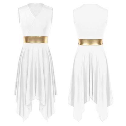 Women's Praise Dance Dress - Modern Liturgical Church Choir Costume with Irregular Hem for Ballet & Contemporary Dance