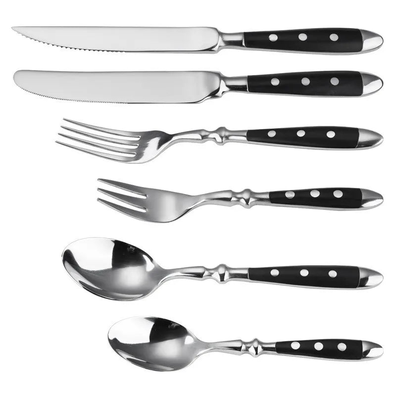 Classic Elegant Stainless Steel Cutlery Set – Fork, Spoon, Knife & Teaspoon Full Dining Steak Dinnerware Collection