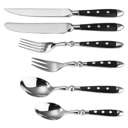 Classic Elegant Stainless Steel Cutlery Set – Fork, Spoon, Knife & Teaspoon Full Dining Steak Dinnerware Collection
