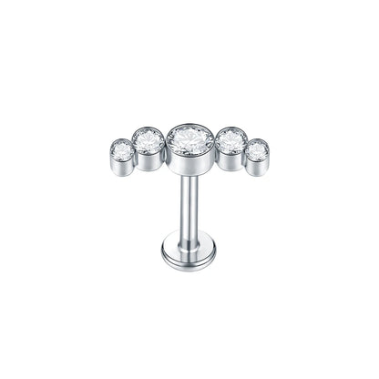 Titanium CZ Tragus & Helix Stud – Internally Threaded Labret Lip Ring Piercing Earring (1PC)