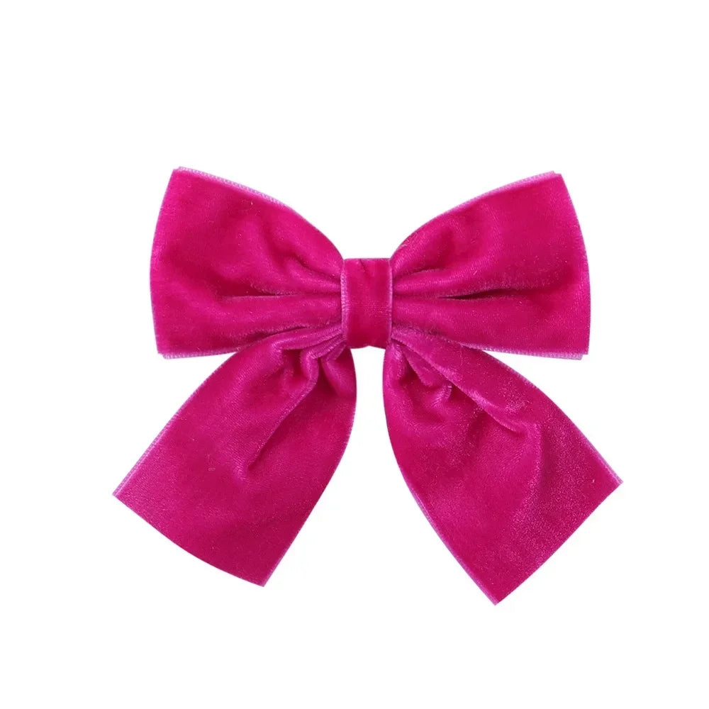 4.3-inch Velvet Bow Hair Clips for Girls – Handmade Barrettes in Black, White, Red, Pink, Blue, Yellow, Kids Hair Accessories