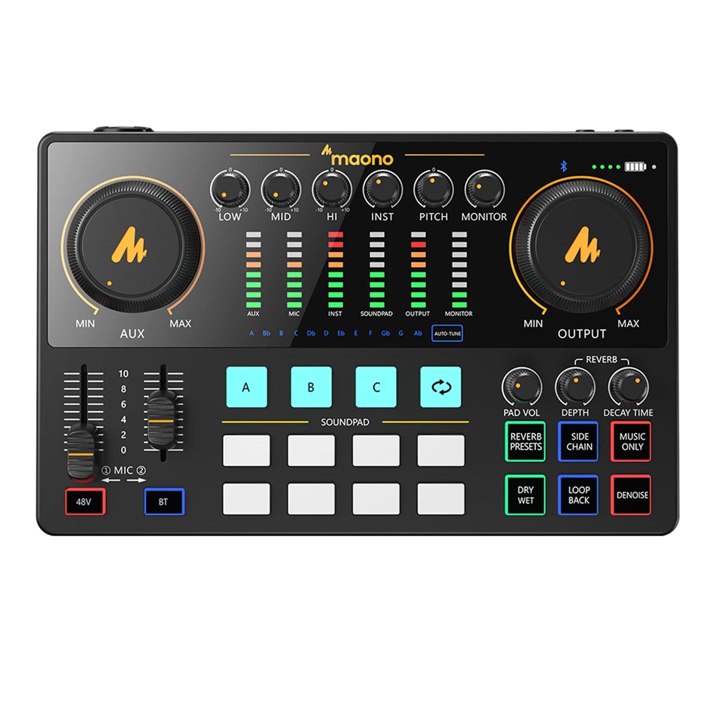 Maono AME2 Audio Interface Mixer - All-in-One Portable Podcast Studio for Recording, Live Streaming, YouTube, Guitar & PC