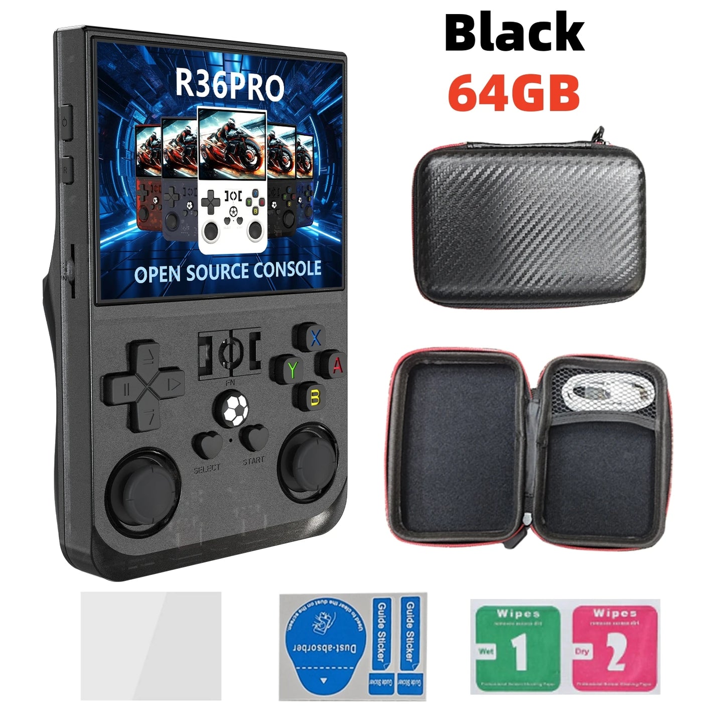 Open Source R36 PRO Retro Handheld Game Console 3.5" IPS Screen Linux Portable Player with 128GB Games