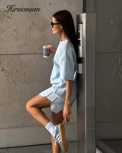 Women’s Soft Cotton Two-Piece Set 2026 – Short Sleeve T-Shirt & High Waist Shorts Casual Solid Tracksuit Loungewear Outfit
