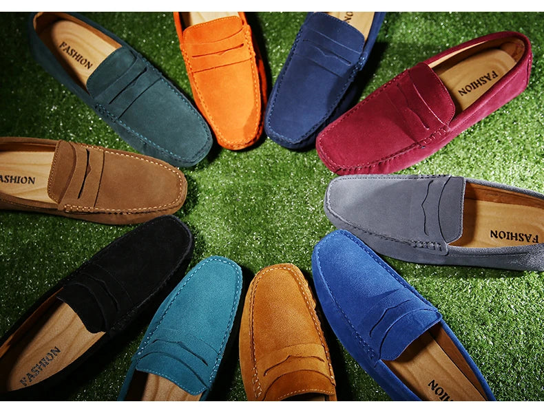 Men's High-Quality Leather Loafers – Casual Moccasins Slip-On Flats, Fashion Driving Shoes, Size 38-49