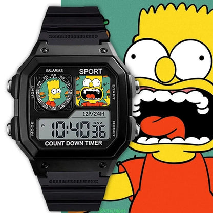 The Simpsons Cartoon Watch - Waterproof Quartz Alarm Watch with Night Light