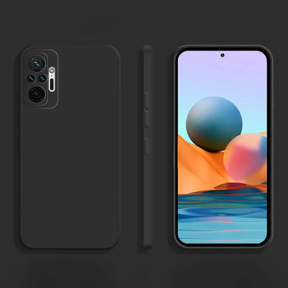 Square Liquid Silicone Phone Case for Xiaomi Redmi Note 10 Pro Max / 10S / 10T 5G Soft Shockproof Protective Cover
