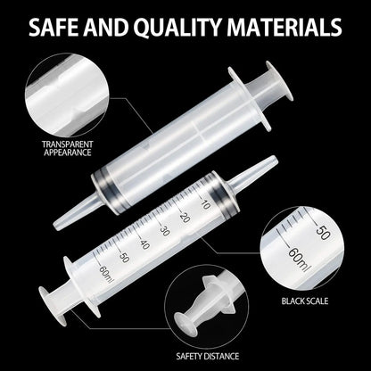 60ml Plastic Measuring Syringe - Pet Feeding, Liquid Dispensing, Laboratory, and Plant Watering Tool with Lid