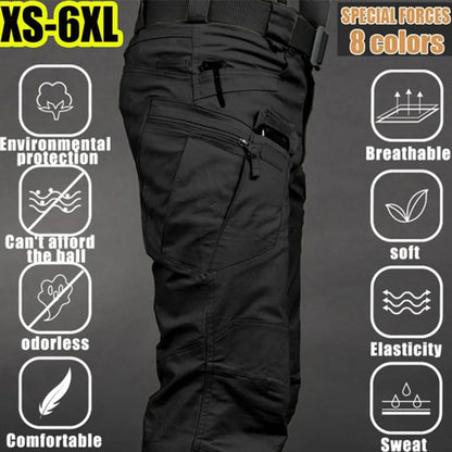 Men's Tactical Cargo Pants - 6XL Plus Size Waterproof Multi-Pocket Outdoor Hiking & Fishing Trousers