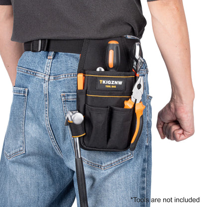 TKIGZNW Heavy-Duty Pocket Tool Pouch - 6-Pouch Electrician Tool Belt with 9 Screwdriver Loops & Adjustable Belt