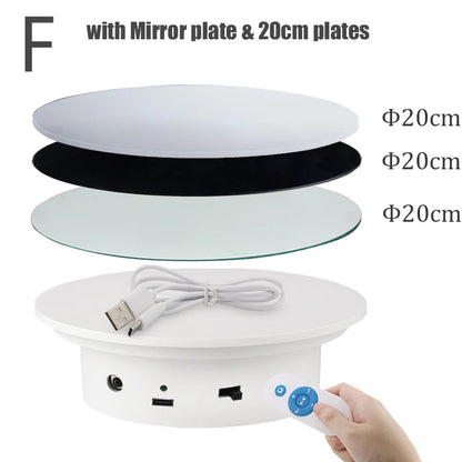 BFOLLOW 20/30/40cm Remote Control Electric Turntable – 360° Rotating Rechargeable Mirror Display Stand for Photography & Video