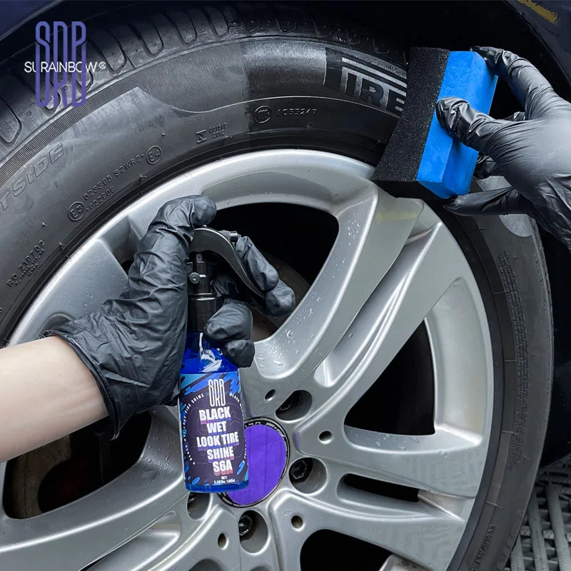 Black Wet Look Tire Shine Dressing Spray – Glossy Tire, Vinyl & Plastic Clear Coat with UV Protection