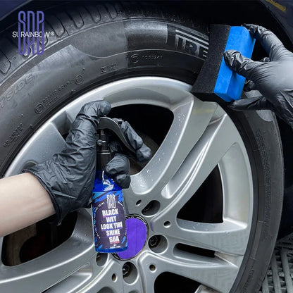 Black Wet Look Tire Shine Dressing Spray – Glossy Tire, Vinyl & Plastic Clear Coat with UV Protection