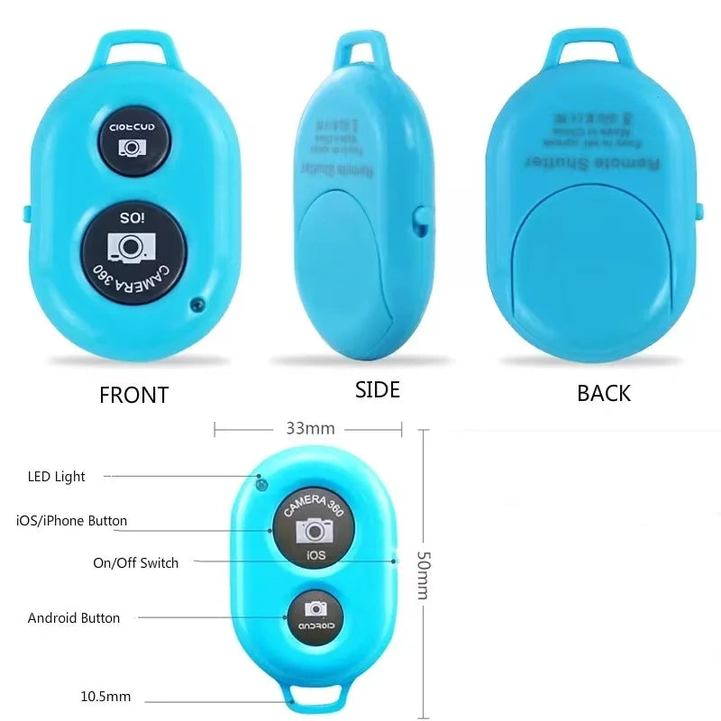 Mini Camera Bluetooth Remote Controller for Phone Selfies - Shutter Release Button for iOS/Android Smartphones