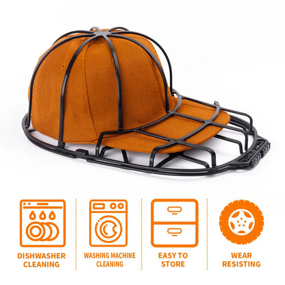 Versatile Dual-Layer Baseball Cap Washer - Ideal for Adult & Kid's Hats, Sturdy Washing Frame Cage, Efficient Hat Cleaner and Shape Protector