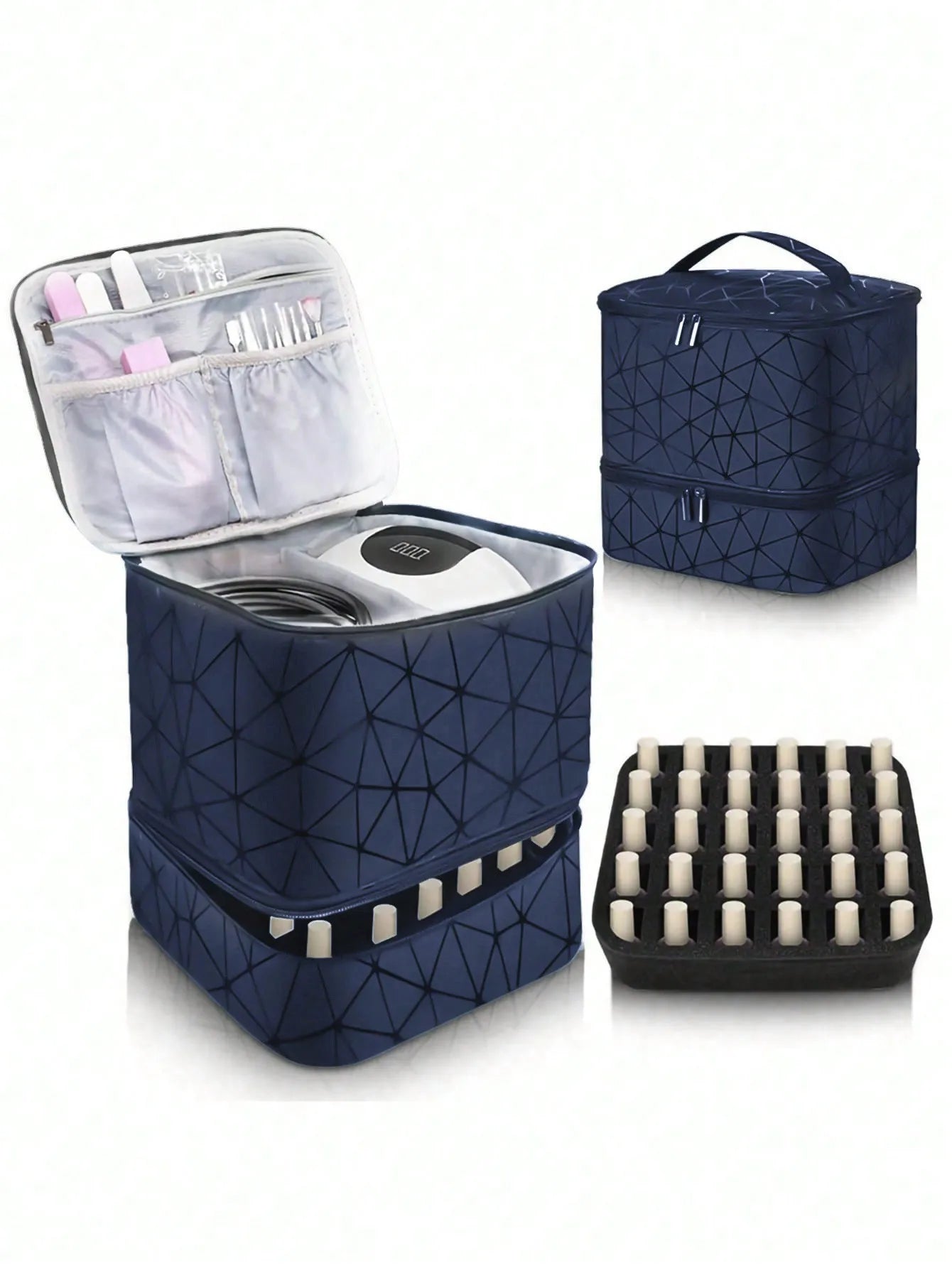 Women's Portable Double-Layer Nail Polish & Essential Oil Storage Bag – Multi-Function Organizer for Travel