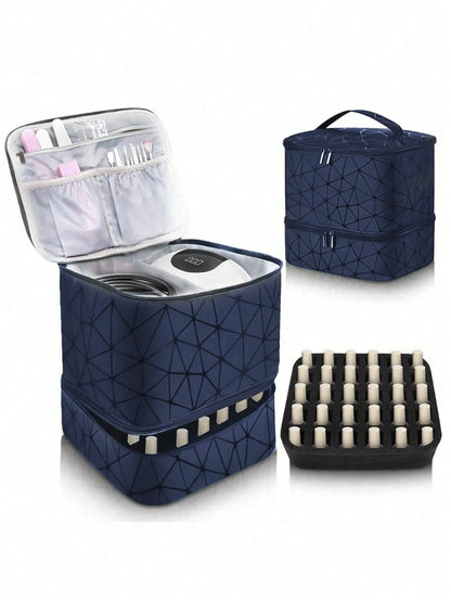 Women's Portable Double-Layer Nail Polish & Essential Oil Storage Bag – Multi-Function Organizer for Travel