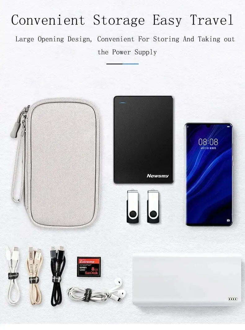 Waterproof Travel Cable Organizer Bag – Portable Double-Layer Storage Pouch for Cables & Chargers