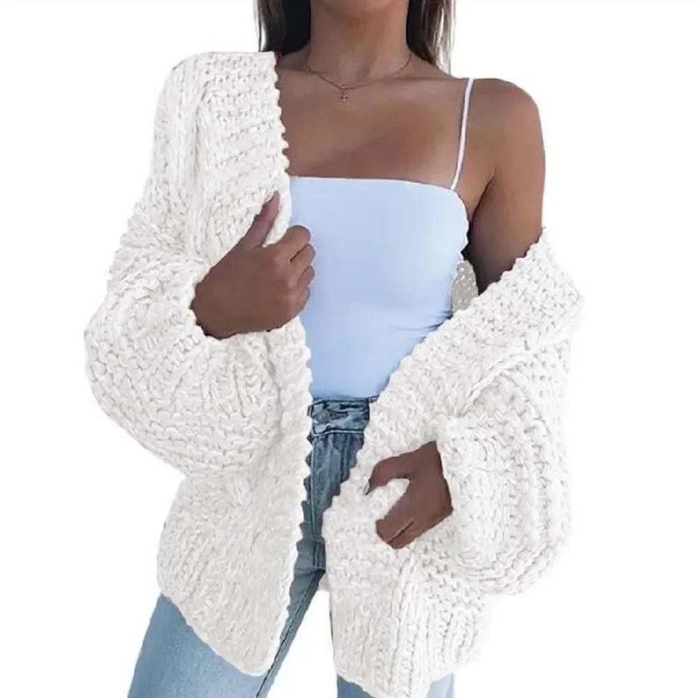 ALLUKASA Women’s Autumn Winter Cardigan – Plush Batwing Long Sleeve Loose Knit Sweater Outerwear Fashion Pullover