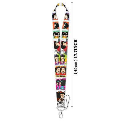 Cartoon Girl Credential Holder with Lanyard – Cute Neck Strap for Cards, Badges, Keys & Keychain Accessories