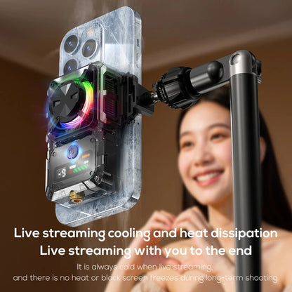 DL23 Semiconductor Phone Cooler - 2000mAh Temperature-Controlled Smartphone Cooler with Digital Display & Dual Mount Holes