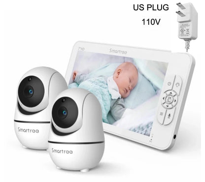 SM70V2 7" 1080P HD Split Screen Baby Monitor – Dual Camera System, Remote Pan/Tilt/Zoom, Hack-Proof Security & 4000mAh Battery Monitor