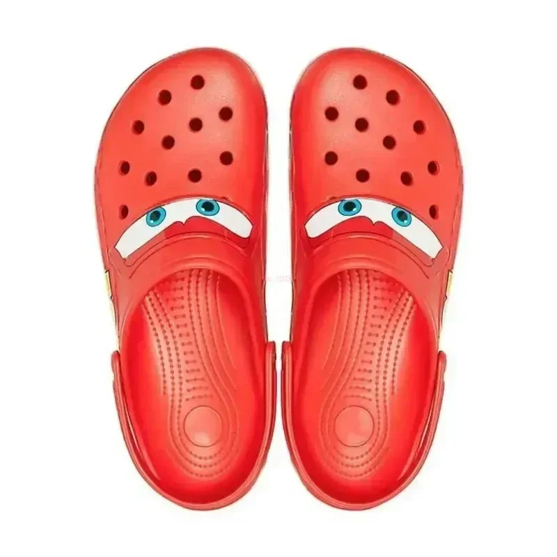 Disney Pixar McQueen Cartoon Waterproof Slippers - Solid EVA Outdoor Sandals, Breathable Ankle-Wrap Adult Shoes, Ideal Gift
