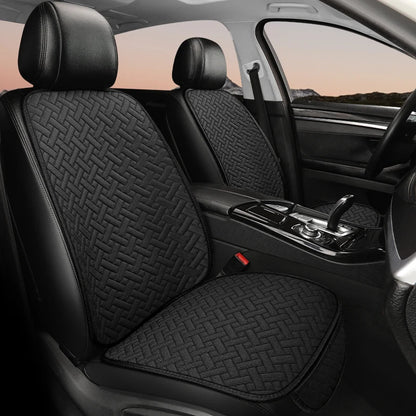 Universal Linen Car Seat Cushion - All-Season Woven Pattern Anti-Slip & Wear-Resistant Seat Cover Set