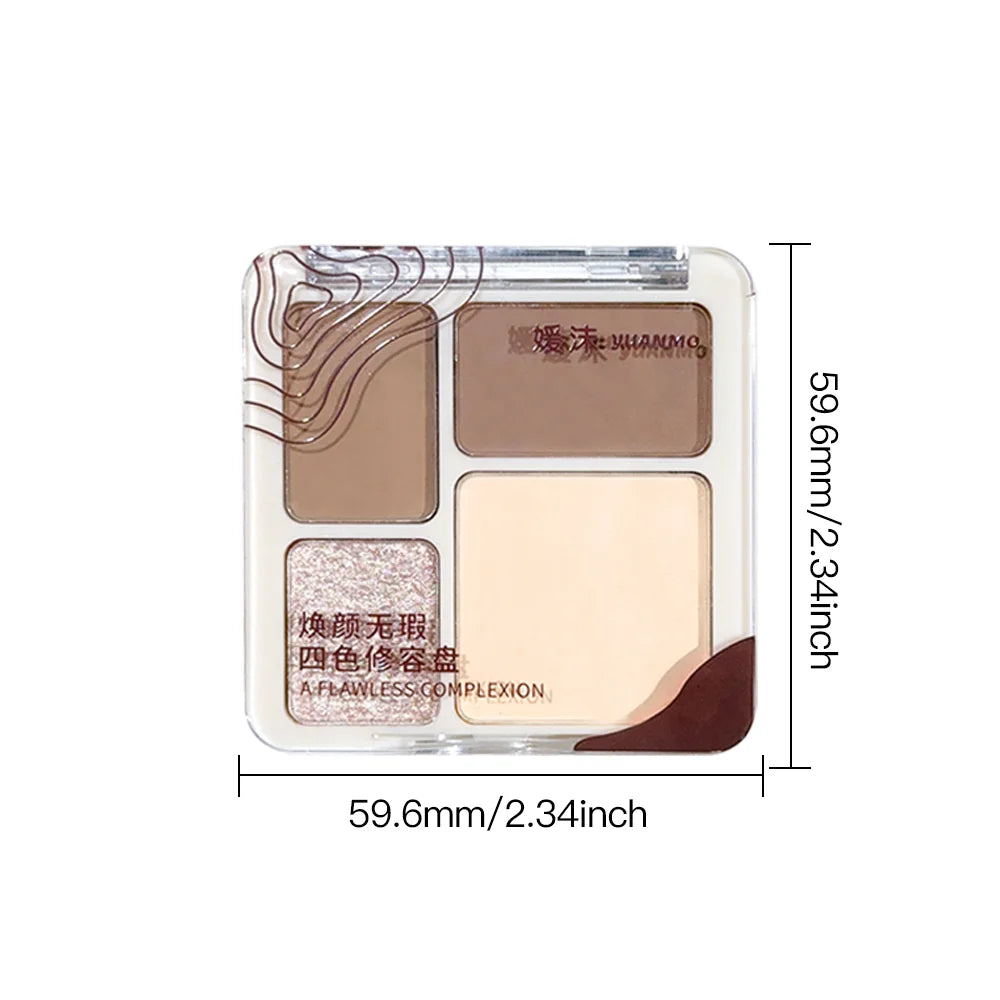 3D Face Contour Palette - Four Color Highlight & Matte Sculpting Makeup for Long-Lasting Brightening Definition
