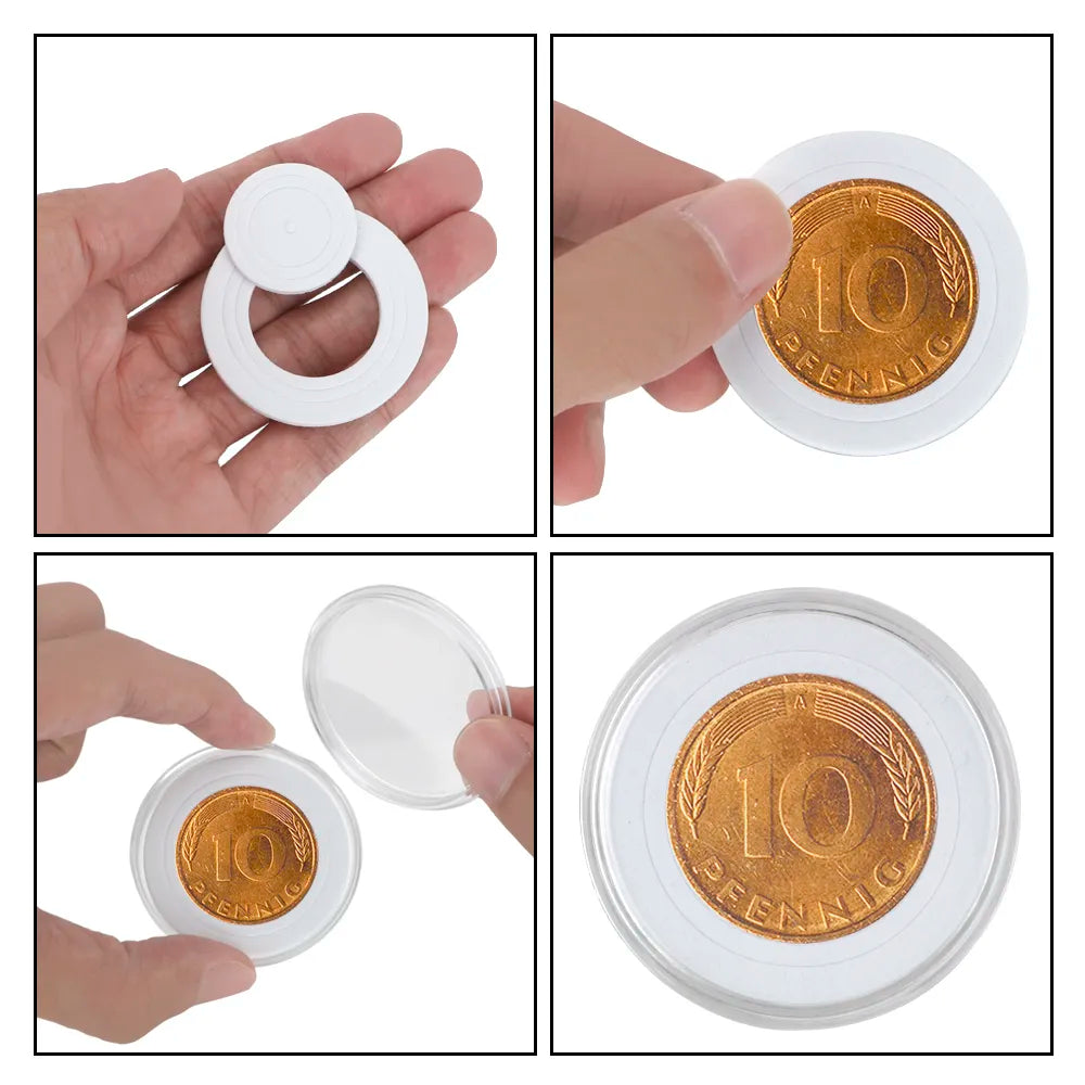 Adjustable Wooden Coin Storage Box with Pads - Commemorative Coin Collection Case for 20/30/50/100 PCS with Holder Capsules