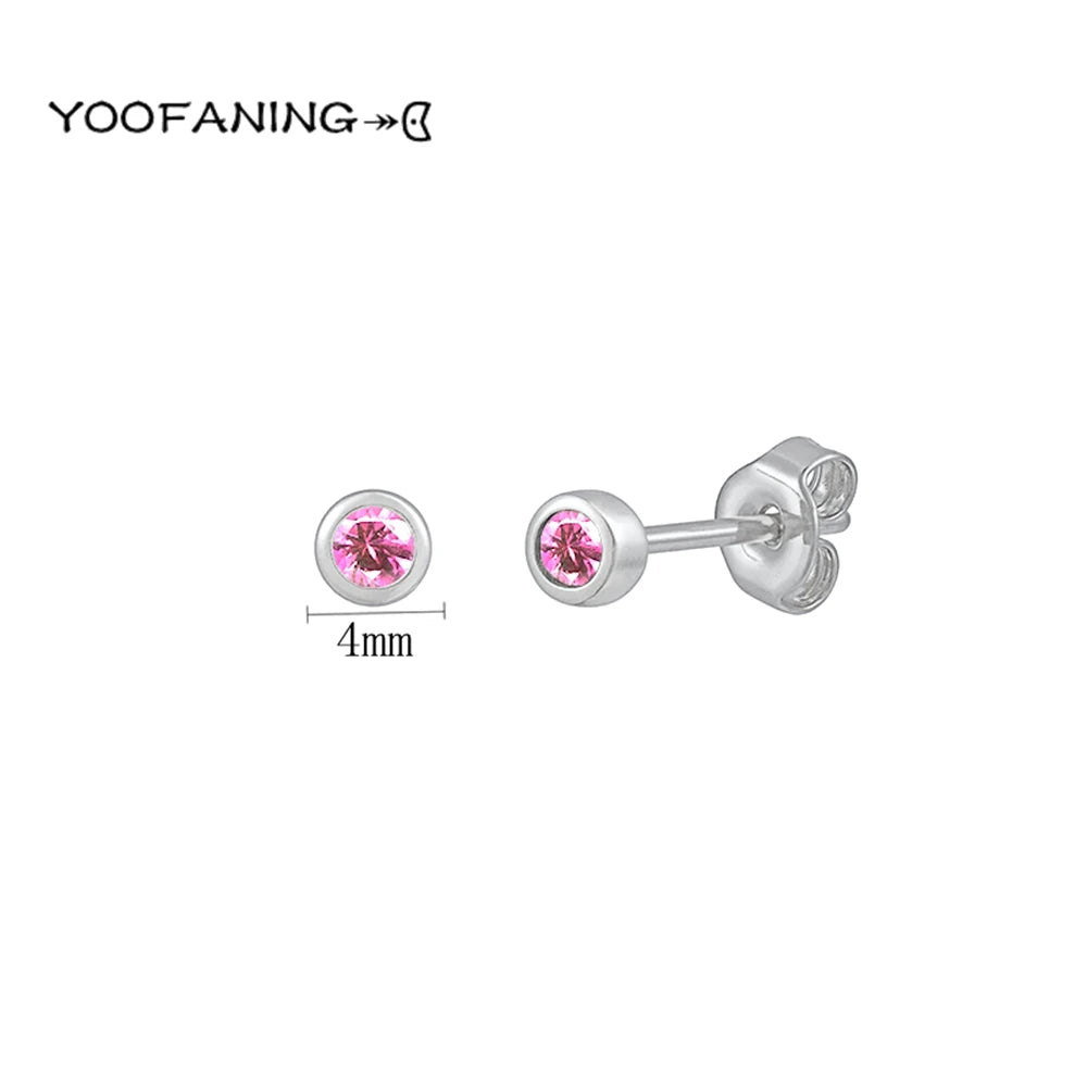 925 Sterling Silver Ear Needle Earrings – Simple Circular Gold & Silver Studs for Women Jewelry (Multiple Sizes)