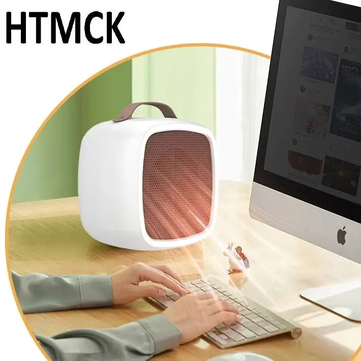 HTMCK 500W Portable Mini Space Heater - PTC Ceramic Heating Fan, Quiet Fast Warm-Up for Home and Office Use