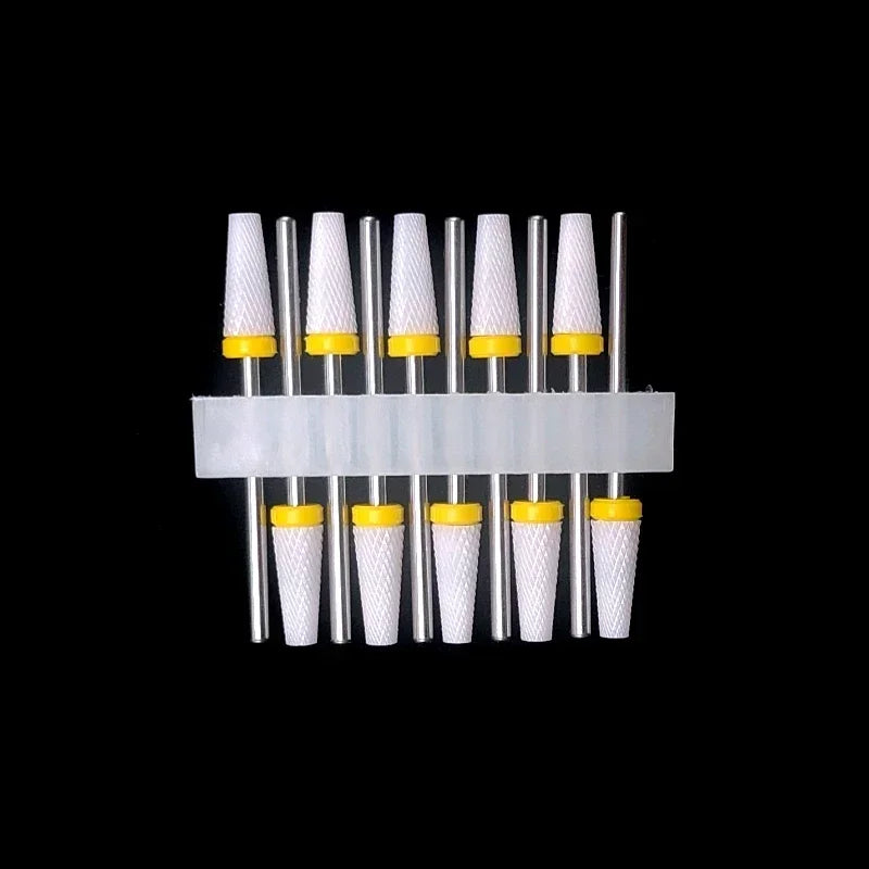 10PCS Ceramic Nail Drill Bits - Rotary Milling Cutters for Gel Polish Removal & Nail Grinding Machine Accessories