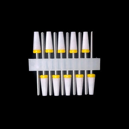 10PCS Ceramic Nail Drill Bits - Rotary Milling Cutters for Gel Polish Removal & Nail Grinding Machine Accessories