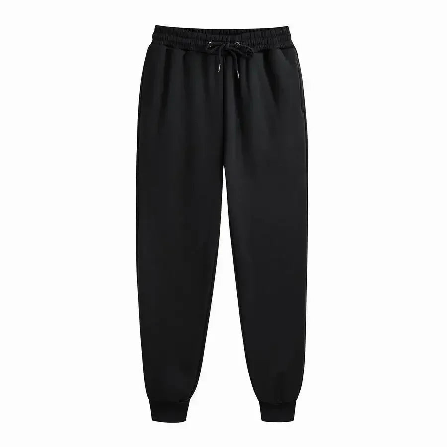 Men's Casual Fleece Sweatpants – Autumn/Winter Jogger Pants, Solid Color, Running, Gym & Workout Trousers