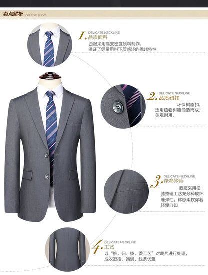 2023 Men’s Two-Button Wedding Suit — Korean Slim Fit Fashion Business Formal Two-Piece Set (Blazer + Trousers)