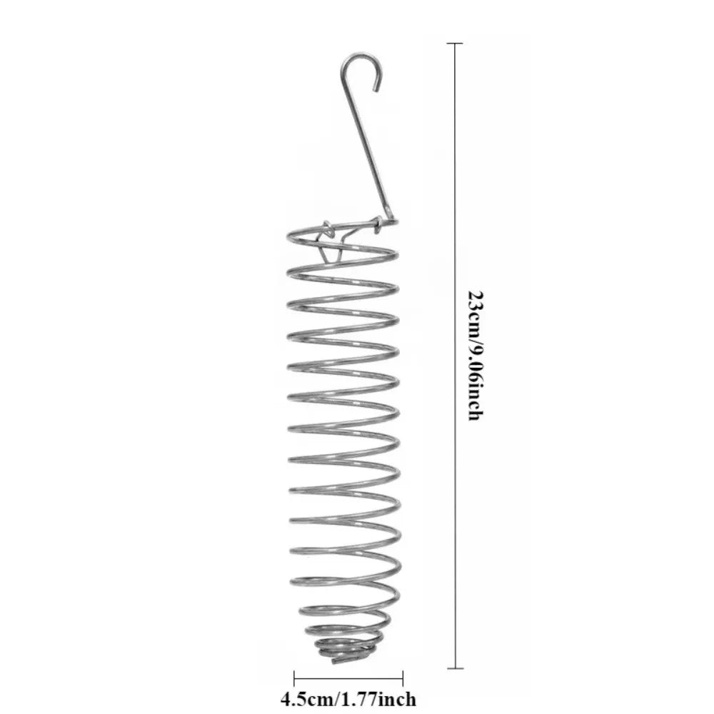 Stainless Steel Parrot Forager Feeder - Spiral Hanging Seed, Fruit & Vegetable Holder Food Basket