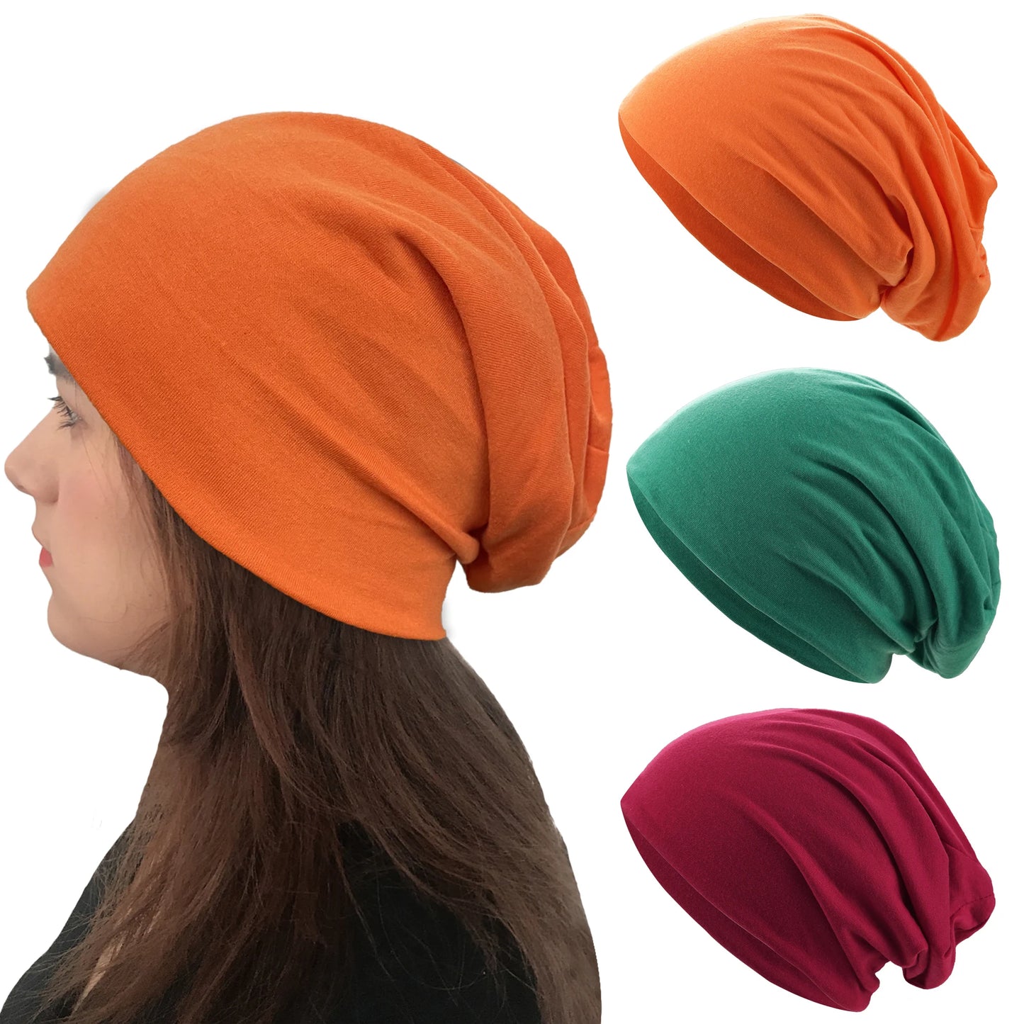 Solid Color Unisex Slouchy Beanie - Soft Cotton Hip-Hop Cap, Lightweight Running Hat for Men and Women